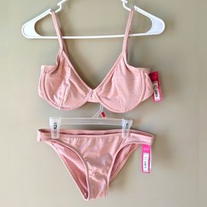 Xhilaration sparkly dusty rose pink Medium bikini set NWT
